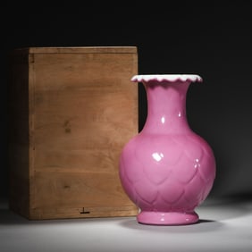A Rouge-Red Lotus Petal Mouth Vase