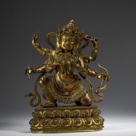 A Gilt Bronze Mahakala Statue