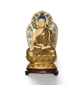 A Multi-Colored Buddha Statue