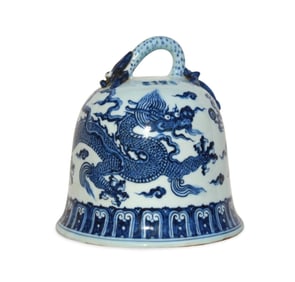 A Blue and White Bell-Shaped Ornament