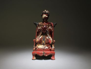 Antique Wood Minature Seated Statue