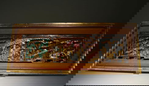 Framed Carved Wooden Panel