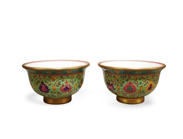 A Pair of Fencai Cups