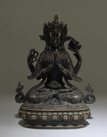 A Bronze Seated Bodhisattva Statue