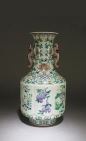 Porcelain Flower, Grape Double Ear Vase
