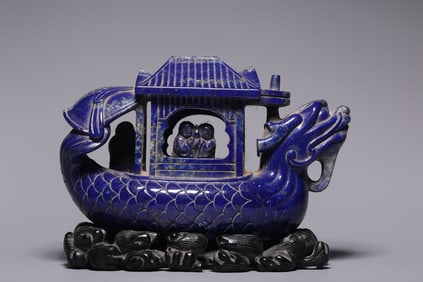 A Lapis Lazuli Dragon Boat Ornament