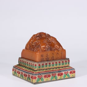 A Shoushan Stone Seal With Beast Knob
