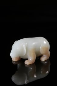 A White Jade Bear Ornament With Skin