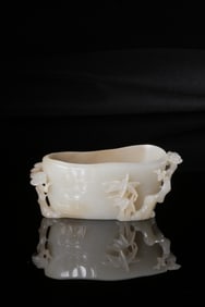 A White Jade Water Vessel With Three Friends of Winter Motif