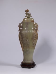 A Jade Covered Vase With Dragon Motif