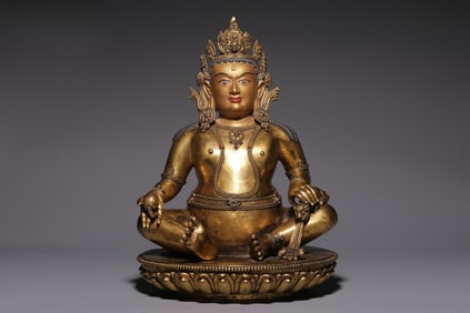 A Gilt Bronze Yellow Jambhala Statue