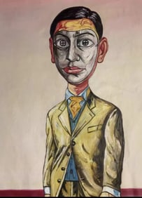 An Oil Painting Depicting Masked Figure Attributed to Zeng Fanzhi