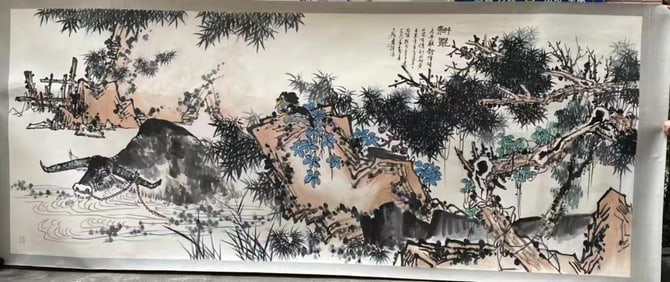 A Chinese Painting Depicting Farming Scene Attributed to Pan Tianshou
