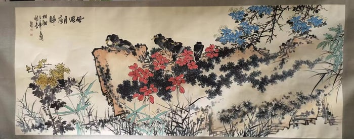A Chinese Painting Depicting Flower and Bird Attributed to Pan Tianshou