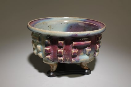 A Junyao Incense Burner with Stand