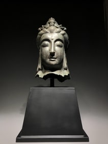 A Bronze Buddha Head Statue