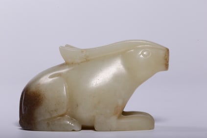 A Hetian White Jade Rabbit Ornament