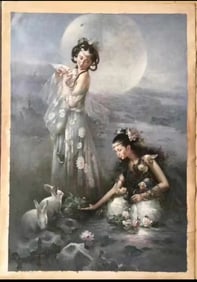 An Oil Painting Depicting Chang'e Attributed to Chen Yifei