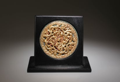 A Gilt-Bronze Mirror with Stand