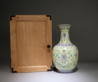 A Fencai Ceramic Vase with Box
