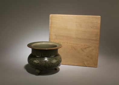 A Yaozhou Incense Burner with Box
