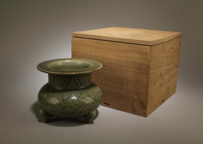 A Yaozhou Incense Burner with Box