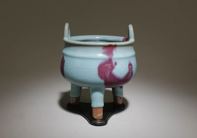 A Junyao Incense Burner with Stand