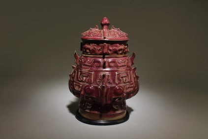 A Junyao Pot with Lid and Stand