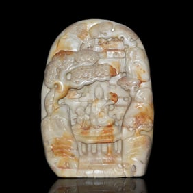 A Super Large Jade Boulder with Guanyin Grotto