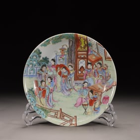 A Falangcai Enamel Plate with Ten Virtues Motif