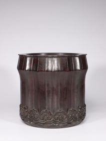 A Zitan Wood Brushpot with Ruyi Motif
