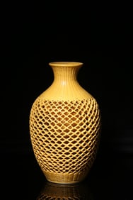 A Yellow Glazed Pierced Porcelain Vase