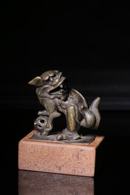 A Bronze Lion Ornament Playing with Ball