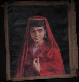 An Oil Painting Titled "Tajik Bride" Attributed to Jin Shangyi