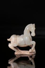 A Hetian Jade Horse Ornament with Russet Markings