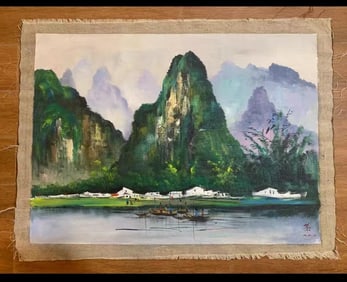 An Oil Painting Titled "Guilin Landscape" Attributed to Wu Guanzhong