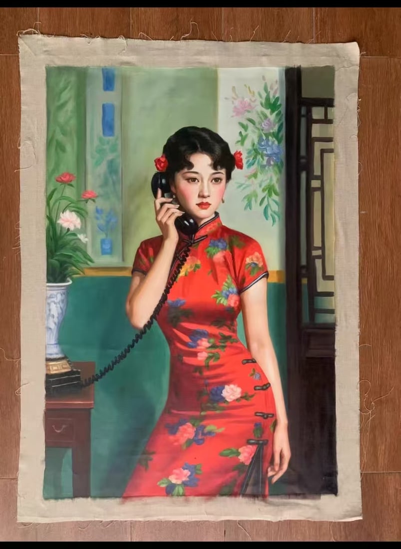 An Oil Painting Titled "Beauty" Attributed to Leng Jun: An Oil Painting Titled "Beauty" Attributed to Leng Jun . Dimensions: 35.43in x 23.62in.