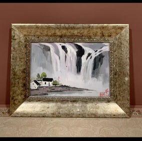 An Oil Painting Titled "Water Village" Attributed to Wu Guanzhong