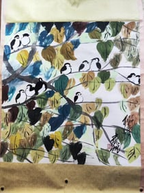 A Chinese Painting Titled "Hundred Birds" Attributed to Lin Fengmian