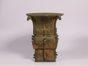 A Bronze Square Zun with Taotie Beast Motif