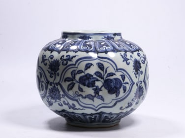 A Blue and White Jar with Lotus and Pomegranate Motif
