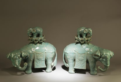 A Pair of Ruyao Elephant Ornaments