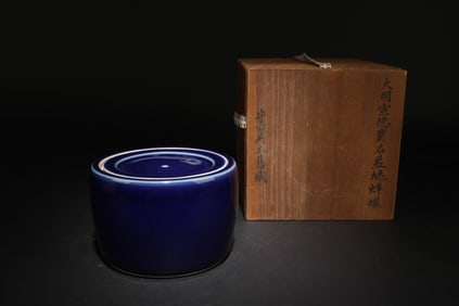 A Blue Glazed Cricket Jar