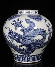 A Blue and White Dragon Jar