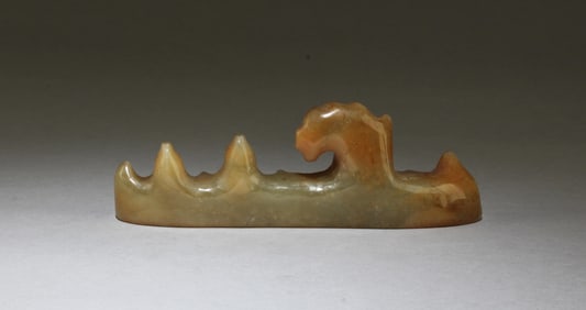 A Carved Jade Brush Holder