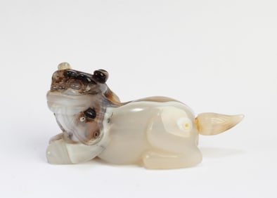 Antique Carved Agate 'Qilin' Snuff Bottle