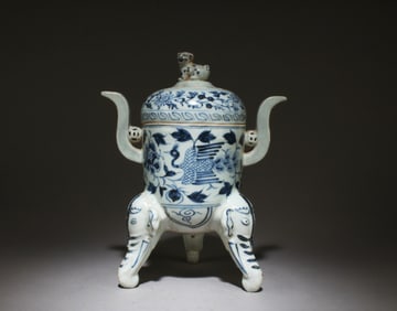 A Blue and White Incense Burner