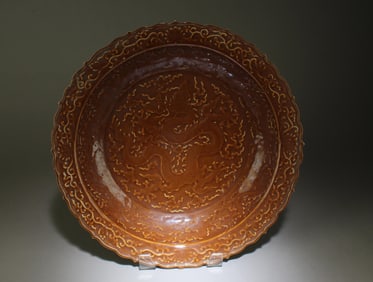A Large Brown Color Porcelain Charger