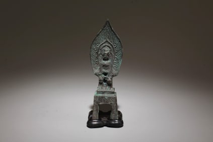 A Bronze Buddha Statue with Stand