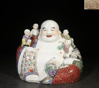 A Fencai Maitreya Buddha Figurine Attributed to Zhu Maoji